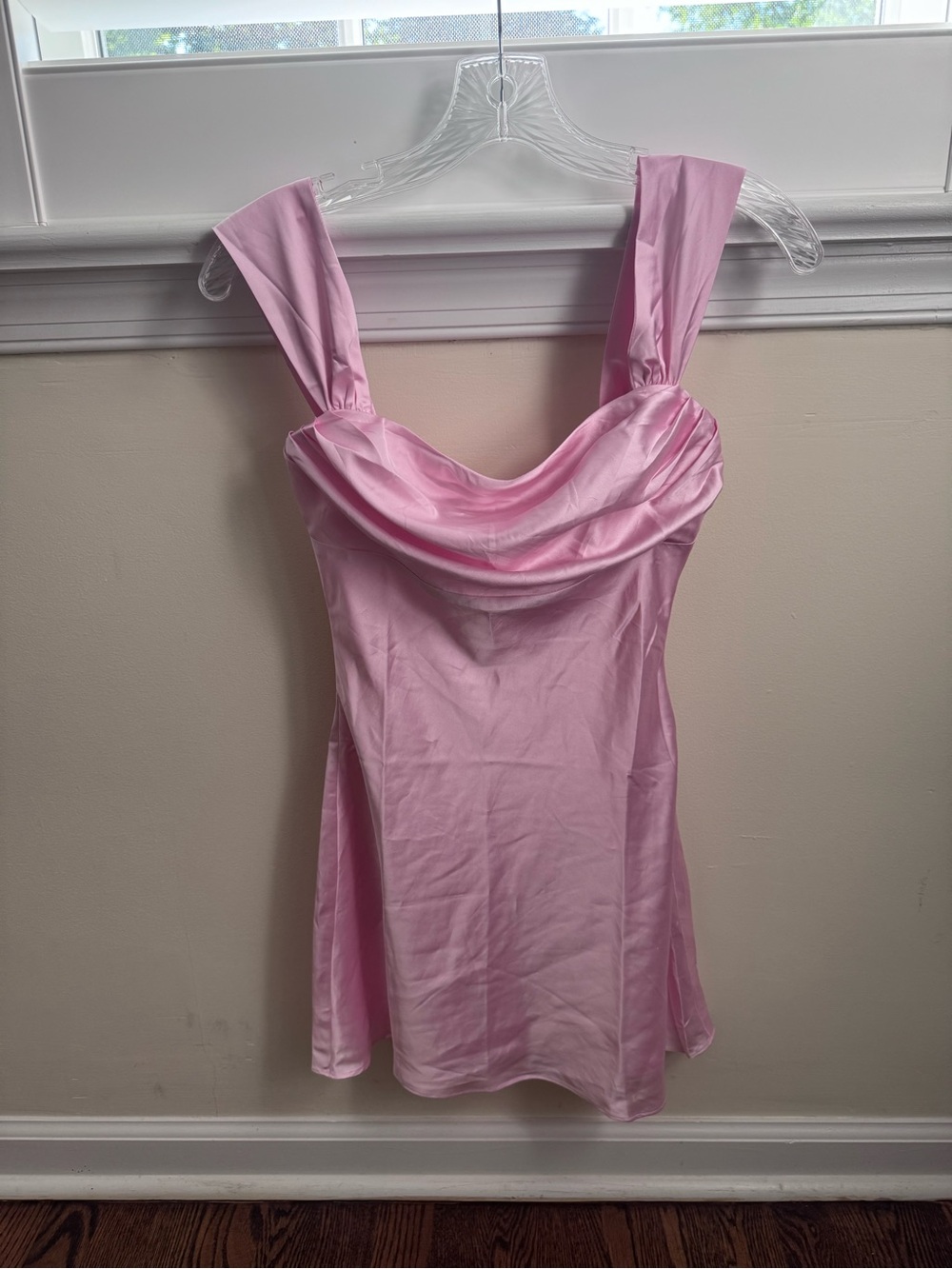 Beginning Boutique Pink Satin Mini Dress